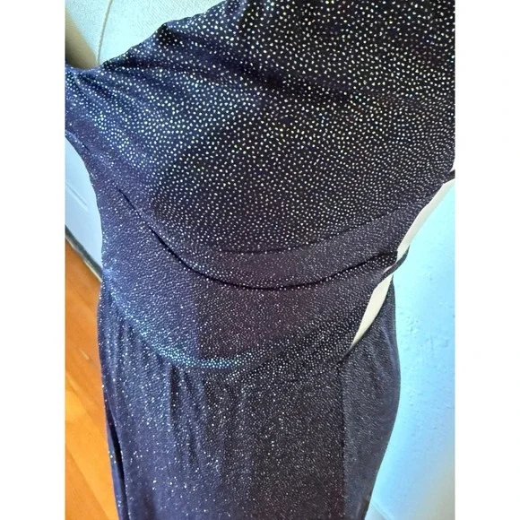 Lucy In The Sky Maxi Dress Halter Neck Sparkly Evening Party Navy Size M - Picture 6 of 10